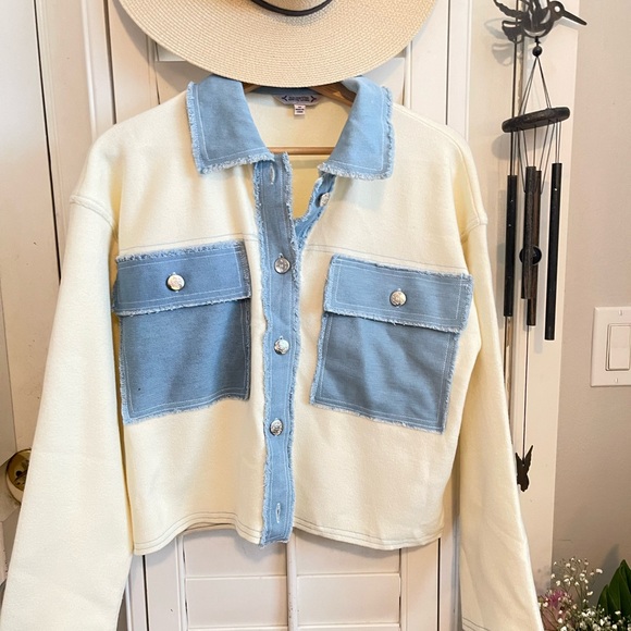 Nanette Lepore Jackets & Blazers - Nanette Lepore Cream and Blue Jacket